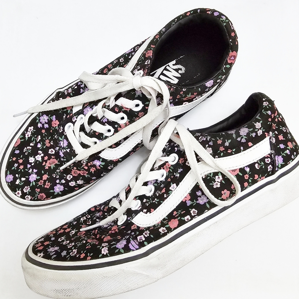 Vans Black Floral Print Sneakers Size 8